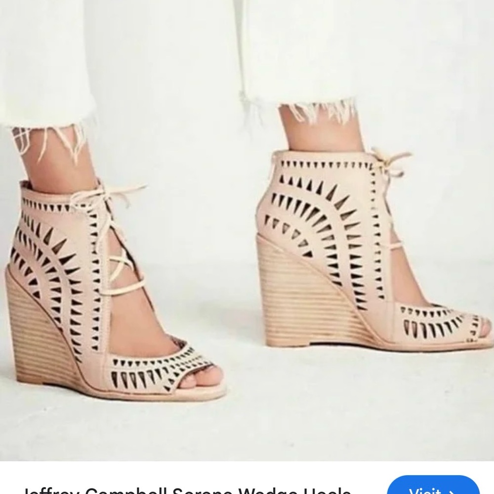 Jeffrey Campbell Tan Lace-Up Wedge Heels